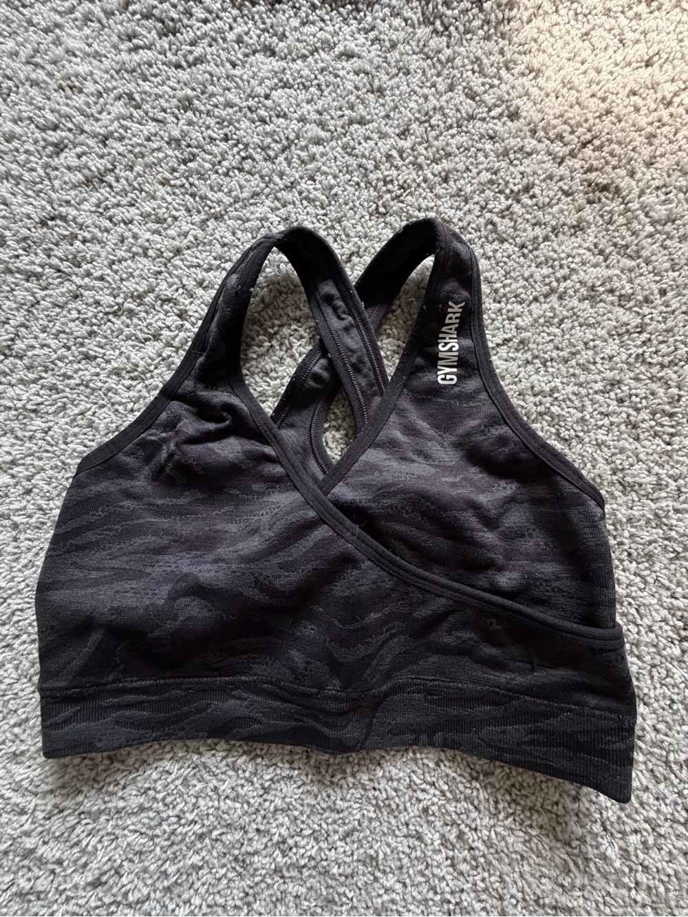 Gymshark Black Camo Seamless Cross-Back Sports Bra
